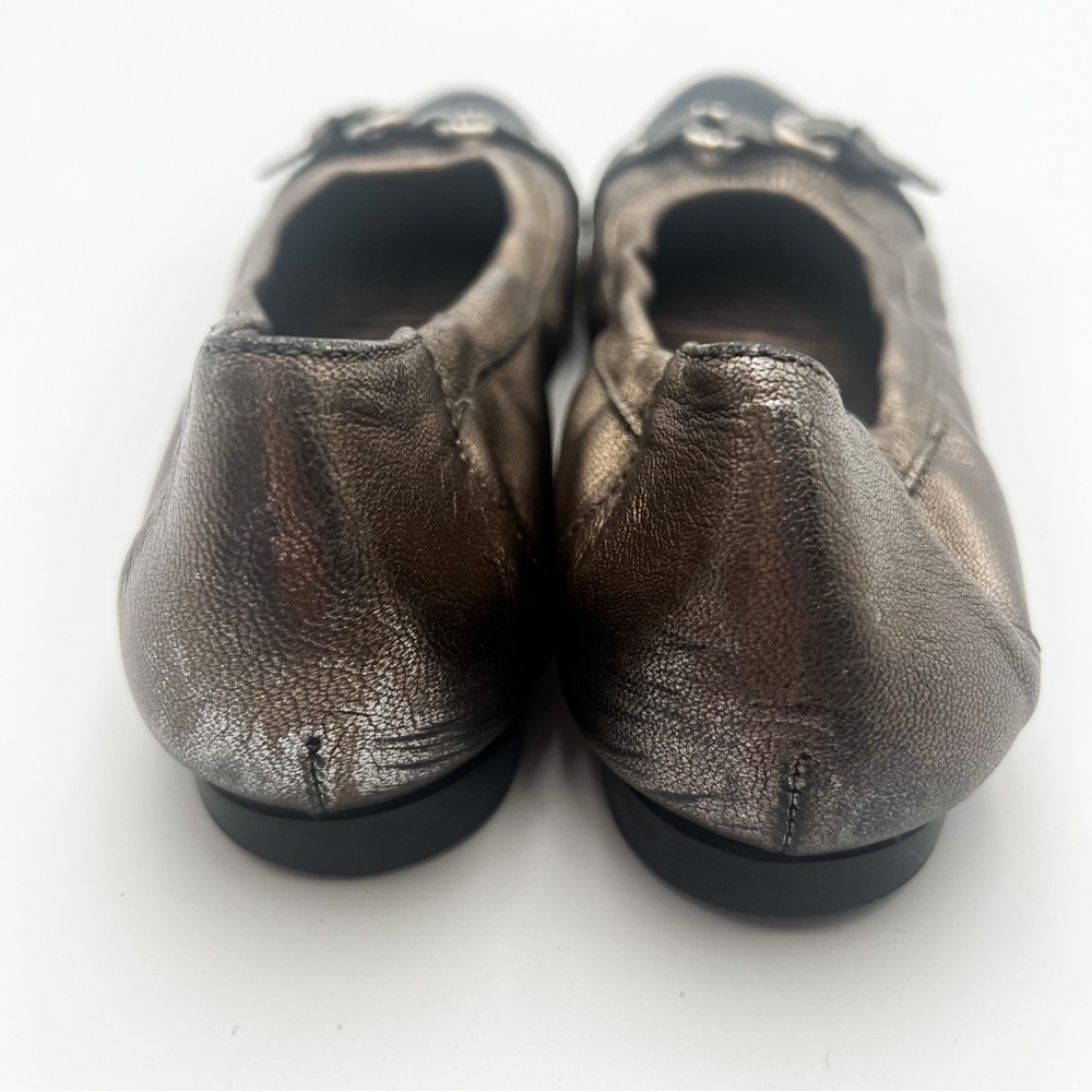 Attilio Giusti Leombruni Leather Ballet Metallic Flats Patent Black Toe Size 7.5 - Picture 3 of 10